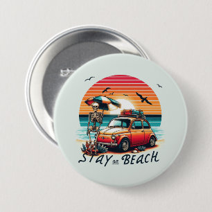 Verblijf op het strand - Retro vibes - Skelet Ronde Button 7,6 Cm
