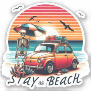 Verblijf op het strand - Retro vibes - Skelet Sticker