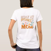Verblijf thuis moeder Groovy retro pastel bloemen T-shirt (Achterkant)