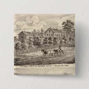 Verblijf van GP & J Leyner, Boone Tp Vierkante Button 5,1 Cm