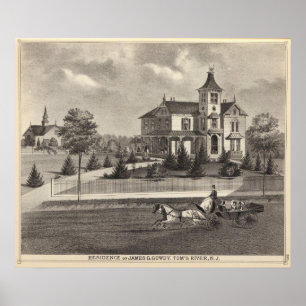 Verblijf van James G Gowdy, Toms rivier, NJ Poster