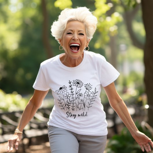 Verblijf Wild Floral Boho Line Art T-shirt