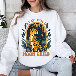 Verblijf Wild Moon Child Boho Leopard Retro Trui
