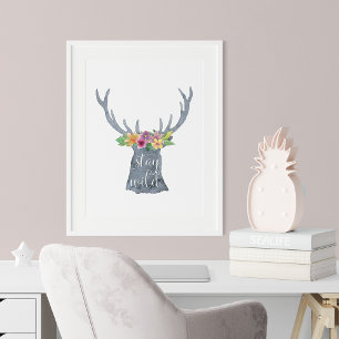 Verblijf Wilde Waterverf Antlers Poster