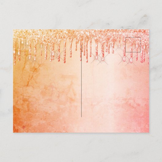 Verblijfsdag roos goud glitter behalve datum briefkaart (Achterkant)