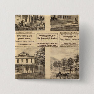 Verblijfselen, hotels, Titusville, Franklin Vierkante Button 5,1 Cm