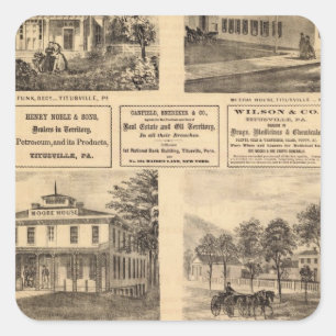 Verblijfselen, hotels, Titusville, Franklin Vierkante Sticker