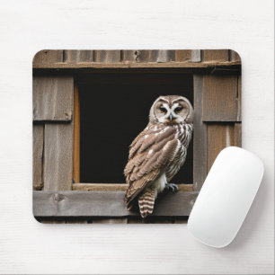 Verblote uil in schuurraam muismat