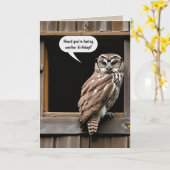 Verblote uil met Humor Verjaardag Kaart (Gele Bloem)