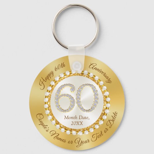 Verbluffend 60th Wedding Jubileum Favors Sleutelhanger (Voorkant)