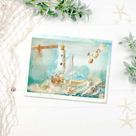 Verbluffend Aqua Zee Collage Briefkaart