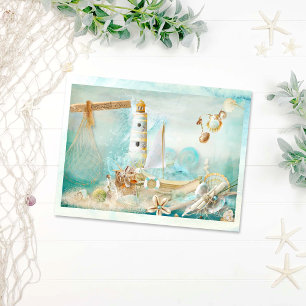 Verbluffend Aqua Zee Collage Briefkaart