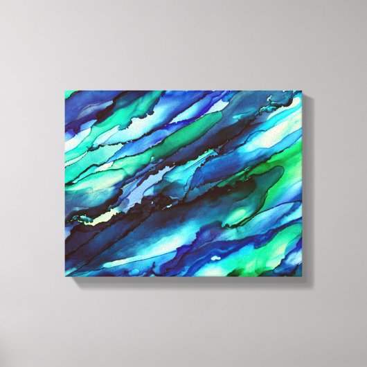 Verbluffend blauw alcoholinkt canvas afdruk (Voorkant)