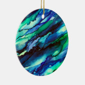 Verbluffend blauw alcoholinkt keramisch ornament (Rechts)