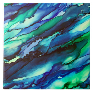 Verbluffend blauw alcoholinkt tegeltje
