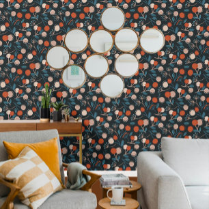 Verbluffend Blauw Blauw Bladblad Patroon Behang
