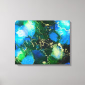 Verbluffend blauw en goudalcoholinkt canvas afdruk (Voorkant)