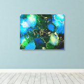 Verbluffend blauw en goudalcoholinkt canvas afdruk (Insitu (Houten vloer))