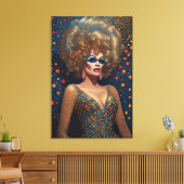 Verbluffend blond bombshell drag queen portret canvas afdruk (Insitu (Woonkamer))