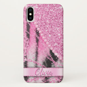 Verbluffend bont van de fijnmazige glitterketen  iPhone x hoesje