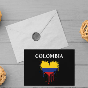 Verbluffend Colombia Dripping Heart Flag Briefkaart