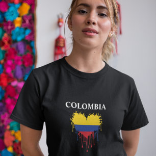 Verbluffend Colombia Dripping Heart Flag T-shirt
