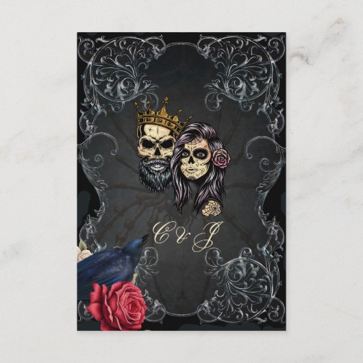 Verbluffend donker gotisch bruiloft ontwerp met sc informatiekaartje (Achterkant)