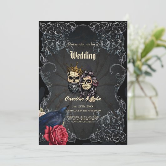 Verbluffend donker gotisch bruiloft ontwerp met sc kaart (Staand voorkant)
