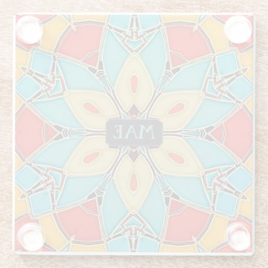 Verbluffend elegumkleurige glazen blik - Uw initia Glazen Onderzetter (Achterkant)