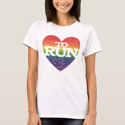 Verbluffend faux glitter-regenboogeffecthart om te t-shirt (Voorkant)