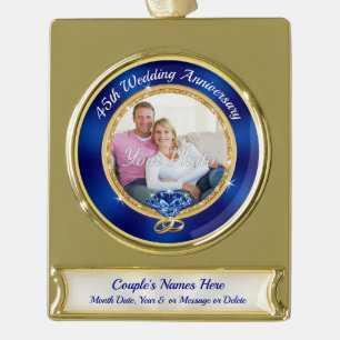 Verbluffend Foto gepersonaliseerd 45 jaar gehuwde  Verguld Banner Ornament