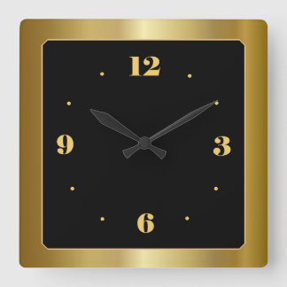 Verbluffend goud met Black Center Wall Clock Vierkante Klok