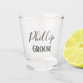 Verbluffend Groom Black script Shot Glas (Voorkant)