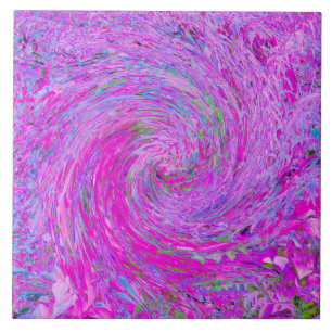 Verbluffend heet roze abstract gedraaide bladgolf tegeltje