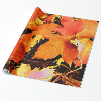 Verbluffend Oranje Herfstbladeren Vet Cadeaupapier