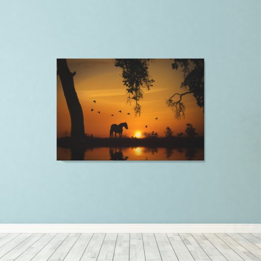 Verbluffend paardenwater en vogels in het zuidwest canvas afdruk (Insitu (Houten vloer))