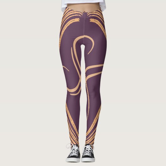 Verbluffend Paarse wervelpatroon Leggings (Voorkant)