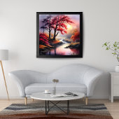 Verbluffend rivierlandschap schilderij foto afdruk