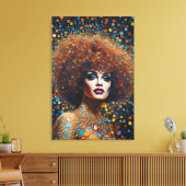Verbluffend rood bombshell drag queen portret canvas afdruk (Insitu (Woonkamer))