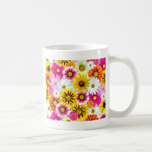 Verbluffend roze gele bloemenpatroon accessoires koffiemok