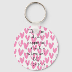 Verbluffend roze hart met liefde, een citaat sleutelhanger