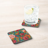 Verbluffend roze roze groen oranje en blauwgroen bier onderzetter (Rechterzijde)
