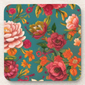 Verbluffend roze roze groen oranje en blauwgroen bier onderzetter (Voorkant)