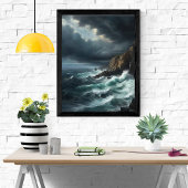 Verbluffend Stormy Zee met Crashing Waves Foto Afdruk