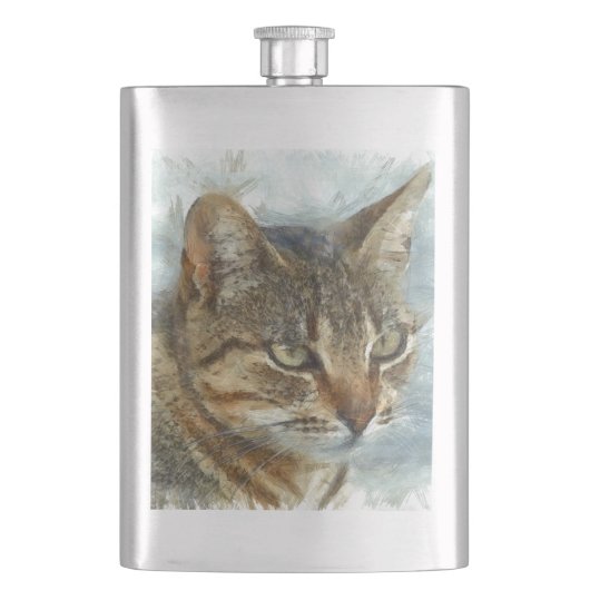 Verbluffend tablet Cat Sluiten Grafiet Potlood Por Heupfles (Voorkant)