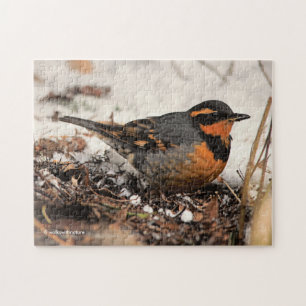 Verbluffend varend dwergzongvogel in de sneeuw legpuzzel