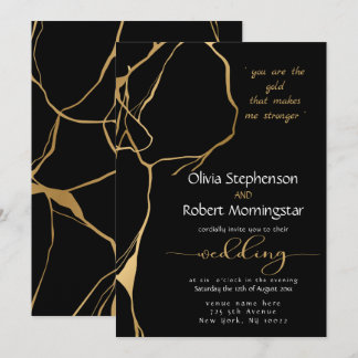 Verbluffend zwart en gouden Kintsugi Kaart