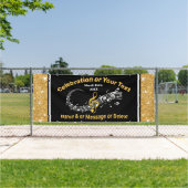 Verbluffend, zwart, goud en wit, muzieknotitiebann spandoek (Insitu)