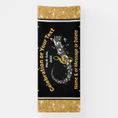 Verbluffend, zwart, goud en wit, muzieknotitiebann spandoek (Verticaal)