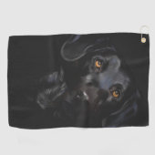 Verbluffend zwart labrador digitaal schilderij golfhanddoek (Horizontaal)